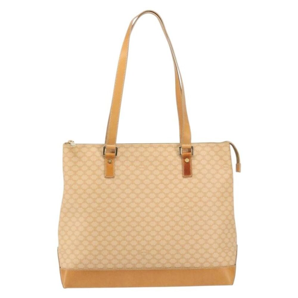 Celine Vintage Macadam Canvas And Leather Beige Canvas Tote Bag Bag
